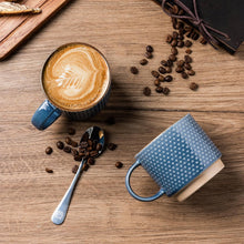 Load image into Gallery viewer, AmorArc 12OZ Stackable Coffee Mugs, Ceramic Coffee Cups with Texture Patterns for Man,Woman,Dad,Mom, Modern Coffee Mugs Set of 4 for Latte/Cappuccino/Cocoa. Dishwasher&amp;Microwave Safe, Blue
