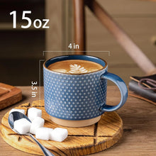 Load image into Gallery viewer, AmorArc 15OZ Stackable Coffee Mugs, Ceramic Coffee Cups with Texture Patterns for Man,Woman,Dad,Mom, Modern Coffee Mugs Set of 4 for Latte/Cappuccino/Cocoa. Dishwasher&amp;Microwave Safe, Blue
