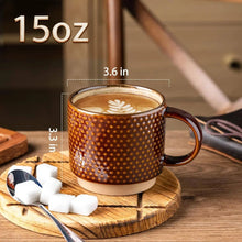Load image into Gallery viewer, AmorArc 15OZ Stackable Coffee Mugs, Ceramic Coffee Cups with Texture Patterns for Man,Woman,Dad,Mom, Modern Coffee Mugs Set of 4 for Latte/Cappuccino/Cocoa. Dishwasher&amp;Microwave Safe, Caramel

