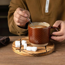 Load image into Gallery viewer, AmorArc 12OZ Stackable Coffee Mugs, Ceramic Coffee Cups with Texture Patterns for Man,Woman,Dad,Mom, Modern Coffee Mugs Set of 4 for Latte/Cappuccino/Cocoa. Dishwasher&amp;Microwave Safe, Caramel
