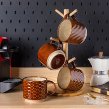 Load image into Gallery viewer, AmorArc 12OZ Stackable Coffee Mugs, Ceramic Coffee Cups with Texture Patterns for Man,Woman,Dad,Mom, Modern Coffee Mugs Set of 4 for Latte/Cappuccino/Cocoa. Dishwasher&amp;Microwave Safe, Caramel
