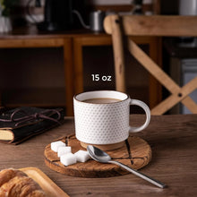 Load image into Gallery viewer, AmorArc 15OZ Stackable Coffee Mugs, Ceramic Coffee Cups with Texture Patterns for Man,Woman,Dad,Mom, Modern Coffee Mugs Set of 4 for Latte/Cappuccino/Cocoa. Dishwasher&amp;Microwave Safe, Off White
