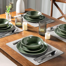 Load image into Gallery viewer, AmorArc Ceramic Dinner Plates Set of 6,10.5 Inch Handmade Reactive Glaze Stoneware Plates, Rustic Shape Dinnerware Dish Set for Kitchen, Microwave &amp; Dishwasher Safe, Scratch Resistant-Gade Green
