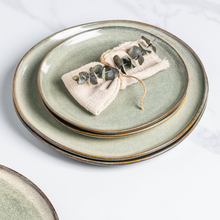 Load image into Gallery viewer, AmorArc Ceramic Dinner Plates Set of 6,10.5 Inch Handmade Reactive Glaze Stoneware Plates,Rustic Shape Dinnerware Dish Set for Kitchen,Microwave &amp; Dishwasher Safe,Scratch Resistant-Reactive Color
