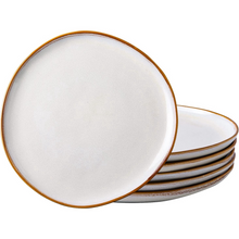 Load image into Gallery viewer, AmorArc Ceramic Dinner Plates Set of 6,10.5 Inch Handmade Reactive Glaze Stoneware Plates,Large Rustic Shape Dinnerware Dish Set for Kitchen, Microwave &amp; Dishwasher Safe,Scratch Resistant-Pearl White

