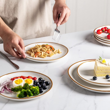 Load image into Gallery viewer, AmorArc Ceramic Dinner Plates Set of 6,10.5 Inch Handmade Reactive Glaze Stoneware Plates,Large Rustic Shape Dinnerware Dish Set for Kitchen, Microwave &amp; Dishwasher Safe,Scratch Resistant-Pearl White
