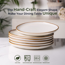 Load image into Gallery viewer, AmorArc Ceramic Dinner Plates Set of 6,10.5 Inch Handmade Reactive Glaze Stoneware Plates,Large Rustic Shape Dinnerware Dish Set for Kitchen, Microwave &amp; Dishwasher Safe,Scratch Resistant-Pearl White

