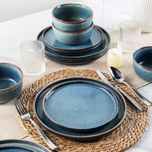 Load image into Gallery viewer, AmorArc Dinner Plates Set of 6, 10.5 Inch Reactive Glaze Ceramic Plates Set, Microwave, Dishwasher Safe, Scratch Resistant, Modern Large Dinnerware Dishes Set Kitchen Stoneware Plates-Ceylon Blue
