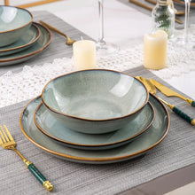 Load image into Gallery viewer, AmorArc Ceramic Dinnerware Sets,Handmade Reactive Glaze Stoneware Plates and Bowls Sets,Highly Chip and Crack Resistant | Dishwasher &amp; Microwave Safe Dishes Set,Service for 4 Dishes Set(12pc),OCEAN
