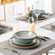 Load image into Gallery viewer, AmorArc Ceramic Dinnerware Sets,Handmade Reactive Glaze Stoneware Plates and Bowls Sets,Highly Chip and Crack Resistant | Dishwasher &amp; Microwave Safe Dishes Set,Service for 4 Dishes Set(12pc),OCEAN
