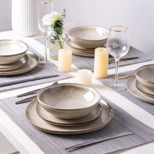 Load image into Gallery viewer, AmorArc Ceramic Dinnerware Sets,Handmade Reactive Glaze Stoneware Plates and Bowls Sets,Highly Chip and Crack Resistant | Dishwasher &amp; Microwave Safe Dishes Set,Service for 4 Set(12pc),Cappuccino
