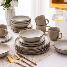 Load image into Gallery viewer, AmorArc Ceramic Dinnerware Sets,Handmade Reactive Glaze Stoneware Plates and Bowls Sets,Highly Chip and Crack Resistant | Dishwasher &amp; Microwave Safe Dishes Set,Service for 4 Set(12pc),Cappuccino
