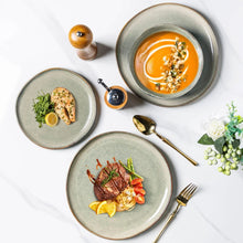 Load image into Gallery viewer, AmorArc Ceramic Dinnerware Sets,Handmade Reactive Glaze Stoneware Plates and Bowls Sets,Highly Chip and Crack Resistant | Dishwasher &amp; Microwave Safe Dishes Set,Service for 6 Set(18pc),Reactive Glaze
