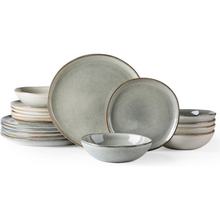 Load image into Gallery viewer, AmorArc Ceramic Dinnerware Sets,Handmade Reactive Glaze Stoneware Plates and Bowls Sets,Highly Chip and Crack Resistant | Dishwasher &amp; Microwave Safe Dishes Set,Service for 6 Set(18pc),Reactive Glaze
