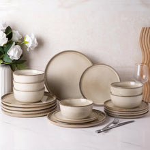 Load image into Gallery viewer, AmorArc Ceramic Dinnerware Sets for 4, 12 Pieces Stoneware Plates and Bowls Sets, Scratch Resistant Dishes, Dishwasher &amp; Microwave Safe, Reactive Glaze-Cappuccino (Service for 4)
