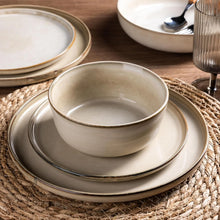 Load image into Gallery viewer, AmorArc Ceramic Dinnerware Sets for 6, 18 Pieces Stoneware Plates and Bowls Sets, Scratch Resistant Dishes, Dishwasher &amp; Microwave Safe, Reactive Glaze-Cappuccino (Service for 6)
