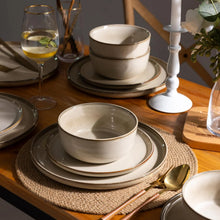 Load image into Gallery viewer, AmorArc Ceramic Dinnerware Sets for 6, 18 Pieces Stoneware Plates and Bowls Sets, Scratch Resistant Dishes, Dishwasher &amp; Microwave Safe, Reactive Glaze-Cappuccino (Service for 6)

