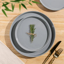 Load image into Gallery viewer, AmorArc Ceramic Dinnerware Set for 4 | Speckled Stoneware Plates and Bowls with unglazed terracotta | Scratch Resistant, Dishwasher &amp; Microwave Safe ,Service for 4 Dishes Set(12pcs),Gray
