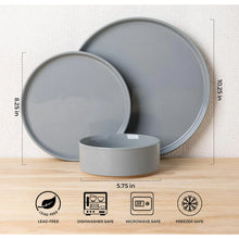 Load image into Gallery viewer, AmorArc Ceramic Dinnerware Set for 4 | Speckled Stoneware Plates and Bowls with unglazed terracotta | Scratch Resistant, Dishwasher &amp; Microwave Safe ,Service for 4 Dishes Set(12pcs),Gray
