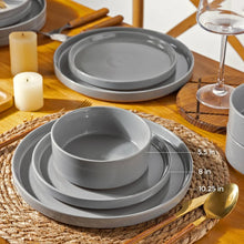Load image into Gallery viewer, AmorArc Ceramic Dinnerware Set for 4 | Speckled Stoneware Plates and Bowls with unglazed terracotta | Scratch Resistant, Dishwasher &amp; Microwave Safe ,Service for 4 Dishes Set(12pcs),Gray
