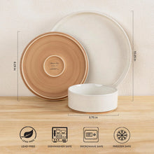 Load image into Gallery viewer, AmorArc Ceramic Dinnerware Set for 4 | Speckled Stoneware Plates and Bowls with unglazed terracotta | Scratch Resistant, Dishwasher &amp; Microwave Safe ,Service for 4 Dishes Set(12pcs),Beige
