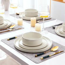 Load image into Gallery viewer, AmorArc Ceramic Dinnerware Set for 4 | Speckled Stoneware Plates and Bowls with unglazed terracotta | Scratch Resistant, Dishwasher &amp; Microwave Safe ,Service for 4 Dishes Set(12pcs),Beige
