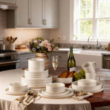 Load image into Gallery viewer, AmorArc Ceramic Dinnerware Set for 4 | Speckled Stoneware Plates and Bowls with unglazed terracotta | Scratch Resistant, Dishwasher &amp; Microwave Safe ,Service for 4 Dishes Set(12pcs),Beige
