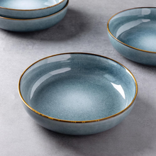 Load image into Gallery viewer, AmorArc 8.75'' Large Ceramic Pasta Bowls, 38oz Stoneware Pasta Serving Bowls Set of 4 for Kitchen, Wide Bowls for Fruit,Pasta,Salad,Oatmeal,Meal, Microwave Safe, Reactive Glaze-Space Blue

