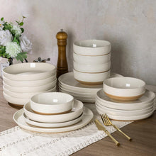 Load image into Gallery viewer, AmorArc 8.75'' Large Ceramic Pasta Bowls, 36oz Handpainted Stoneware Bowls Set of 4, Microwave&amp;Dishwasher Safe Bowls with Rustic Terracotta Underside for Pasta Salad, Light Beige
