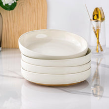 Load image into Gallery viewer, AmorArc 8.75'' Large Ceramic Pasta Bowls, 36oz Handpainted Stoneware Bowls Set of 4, Microwave&amp;Dishwasher Safe Bowls with Rustic Terracotta Underside for Pasta Salad, Light Beige
