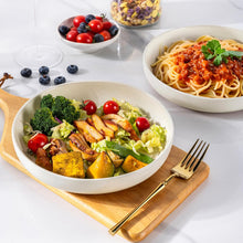 Load image into Gallery viewer, AmorArc 8.75'' Large Ceramic Pasta Bowls, 36oz Handpainted Stoneware Bowls Set of 4, Microwave&amp;Dishwasher Safe Bowls with Rustic Terracotta Underside for Pasta Salad, Light Beige
