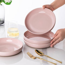 Load image into Gallery viewer, AmorArc 8.75'' Large Ceramic Pasta Bowls, 36oz Handpainted Stoneware Bowls Set of 4, Microwave&amp;Dishwasher Safe Bowls with Rustic Terracotta Underside for Pasta Salad, Cloud Pink
