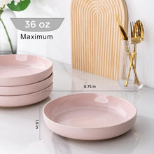 Load image into Gallery viewer, AmorArc 8.75'' Large Ceramic Pasta Bowls, 36oz Handpainted Stoneware Bowls Set of 4, Microwave&amp;Dishwasher Safe Bowls with Rustic Terracotta Underside for Pasta Salad, Cloud Pink
