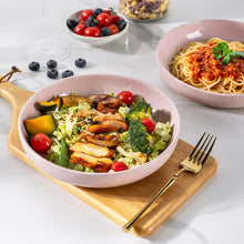 Load image into Gallery viewer, AmorArc 8.75'' Large Ceramic Pasta Bowls, 36oz Handpainted Stoneware Bowls Set of 4, Microwave&amp;Dishwasher Safe Bowls with Rustic Terracotta Underside for Pasta Salad, Cloud Pink
