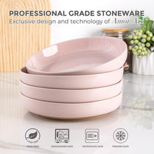 Load image into Gallery viewer, AmorArc 8.75'' Large Ceramic Pasta Bowls, 36oz Handpainted Stoneware Bowls Set of 4, Microwave&amp;Dishwasher Safe Bowls with Rustic Terracotta Underside for Pasta Salad, Cloud Pink
