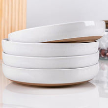 Load image into Gallery viewer, AmorArc 8.75'' Large Ceramic Pasta Bowls, 36oz Handpainted Stoneware Bowls Set of 4, Microwave&amp;Dishwasher Safe Bowls with Rustic Terracotta Underside for Pasta Salad, White
