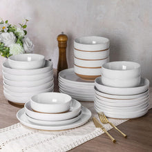 Load image into Gallery viewer, AmorArc 8.75'' Large Ceramic Pasta Bowls, 36oz Handpainted Stoneware Bowls Set of 4, Microwave&amp;Dishwasher Safe Bowls with Rustic Terracotta Underside for Pasta Salad, White
