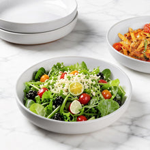 Load image into Gallery viewer, AmorArc 8.75'' Large Ceramic Pasta Bowls, 36oz Handpainted Stoneware Bowls Set of 4, Microwave&amp;Dishwasher Safe Bowls with Rustic Terracotta Underside for Pasta Salad, White
