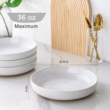 Load image into Gallery viewer, AmorArc 8.75'' Large Ceramic Pasta Bowls, 36oz Handpainted Stoneware Bowls Set of 4, Microwave&amp;Dishwasher Safe Bowls with Rustic Terracotta Underside for Pasta Salad, White
