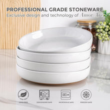 Load image into Gallery viewer, AmorArc 8.75'' Large Ceramic Pasta Bowls, 36oz Handpainted Stoneware Bowls Set of 4, Microwave&amp;Dishwasher Safe Bowls with Rustic Terracotta Underside for Pasta Salad, White
