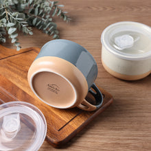 Load image into Gallery viewer, AmorArc Ceramic Soup Mugs with Handles and Lids,24 OZ Soup Cups Set of 2 with Terracotta Underside,Mug Bowls with Spoon for Soup/Cereal/Salad/Noodles/Ramen/Microware &amp;Dishwasher Safe-Grey&amp;Beige
