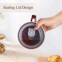 Load image into Gallery viewer, AmorArc Ceramic Soup Mugs with Handles and Lids,24 OZ Soup Cups Set of 2 with Terracotta Underside,Mug Bowls with Spoon for Soup/Cereal/Salad/Noodles/Ramen/Microware &amp;Dishwasher Safe-Blue&amp;Red
