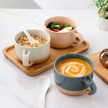 Load image into Gallery viewer, AmorArc Ceramic Soup Mugs with Handles and Lids,24 OZ Soup Cups Set of 4 with Terracotta Underside,Mug Bowls with Spoon for Soup/Cereal/Salad/Noodles/Ramen/Microware &amp;Dishwasher Safe-Colorful
