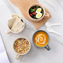 Load image into Gallery viewer, AmorArc Ceramic Soup Mugs with Handles and Lids,24 OZ Soup Cups Set of 4 with Terracotta Underside,Mug Bowls with Spoon for Soup/Cereal/Salad/Noodles/Ramen/Microware &amp;Dishwasher Safe-Colorful
