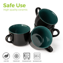 Load image into Gallery viewer, AmorArc Ceramic Soup Mugs with Lid, 24 oz Soup Cups with Hanlde for Coffee,Cereal,Salad,Noodles,Tea,Soup Bowls Cups,Microwave &amp;Dishwasher Safe, Set of 4, Green with Vented lid
