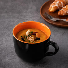 Load image into Gallery viewer, AmorArc Ceramic Soup Mugs with Lid, 24 oz Soup Cups with Hanlde for Coffee,Cereal,Salad,Noodles,Tea,Soup Bowls Cups,Microwave &amp;Dishwasher Safe, Set of 4, Multi-color with Vented lid
