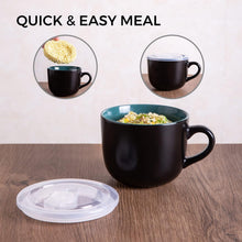 Load image into Gallery viewer, AmorArc Ceramic Soup Mugs with Lid, 24 oz Soup Cups with Hanlde for Coffee,Cereal,Salad,Noodles,Tea,Soup Bowls Cups,Microwave &amp;Dishwasher Safe, Set of 4, Orange with Vented lid
