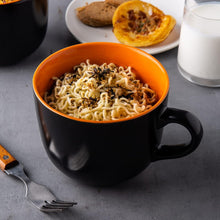 Load image into Gallery viewer, AmorArc Ceramic Soup Mugs with Lid, 24 oz Soup Cups with Hanlde for Coffee,Cereal,Salad,Noodles,Tea,Soup Bowls Cups,Microwave &amp;Dishwasher Safe, Set of 4, Orange with Vented lid
