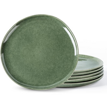 Load image into Gallery viewer, AmorArc Ceramic Plates Set of 6, 8.5 Inch Handmade Reactive Glaze Stoneware Plates set for Dessert, Salad, Appetizer, Dinner, Microwave &amp; Dishwasher Safe, Scratch Resistant-Gade Green
