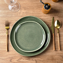 Load image into Gallery viewer, AmorArc Ceramic Plates Set of 6, 8.5 Inch Handmade Reactive Glaze Stoneware Plates set for Dessert, Salad, Appetizer, Dinner, Microwave &amp; Dishwasher Safe, Scratch Resistant-Gade Green
